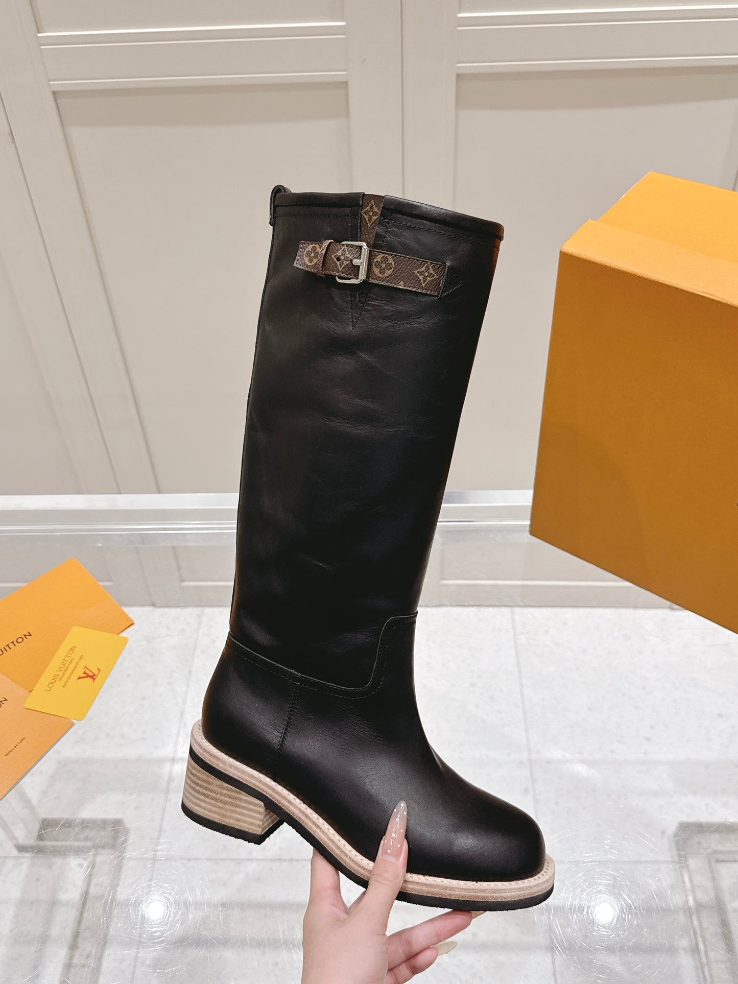 LV Mallo Knee-High Rider Boot – Noir Deep Satin-Black French Calf Leather Riding Boots