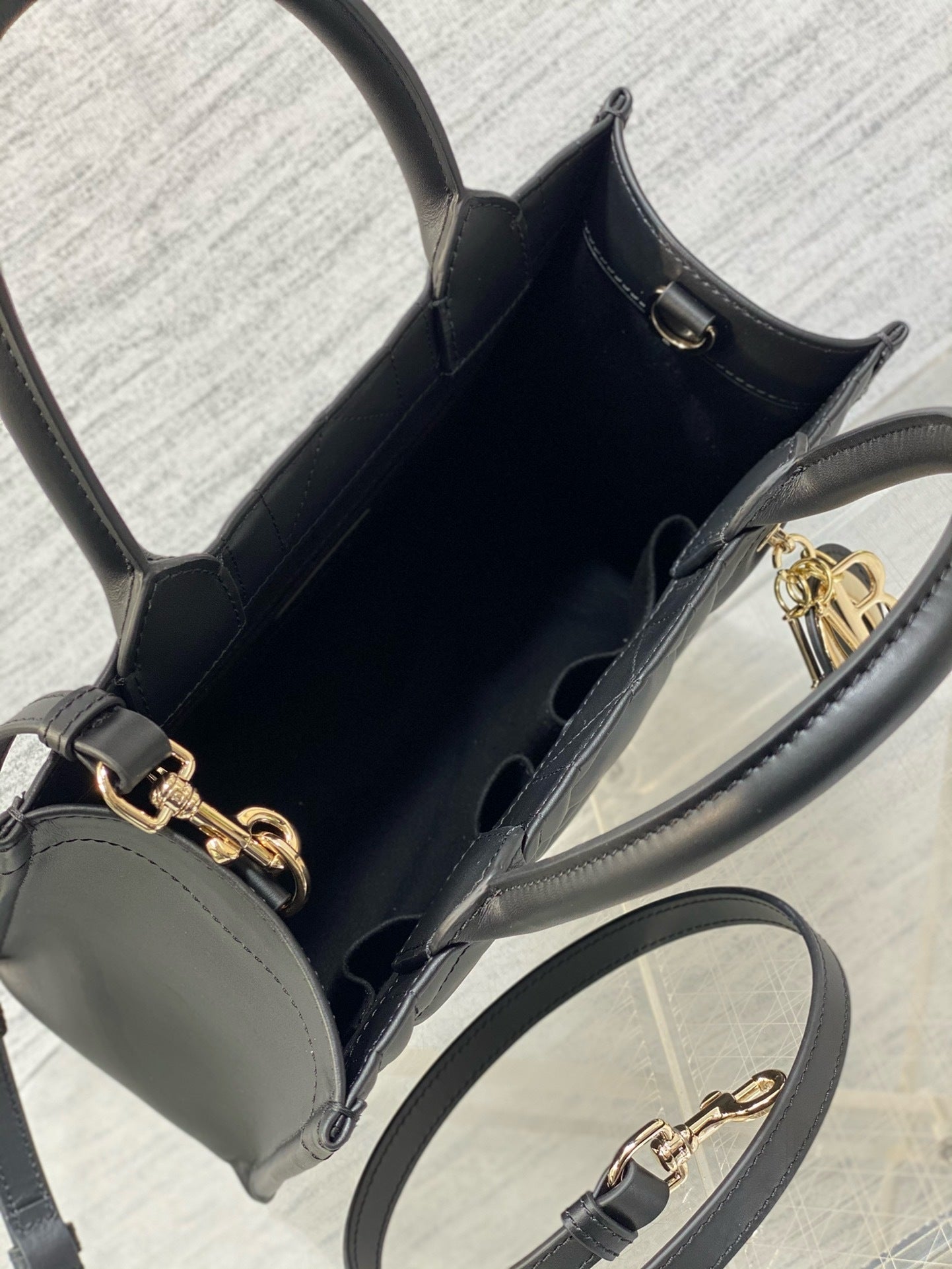 CD Micro Bag – Midnight Black Cannage Quilted Lambskin Leather Elongated East-West Clutch