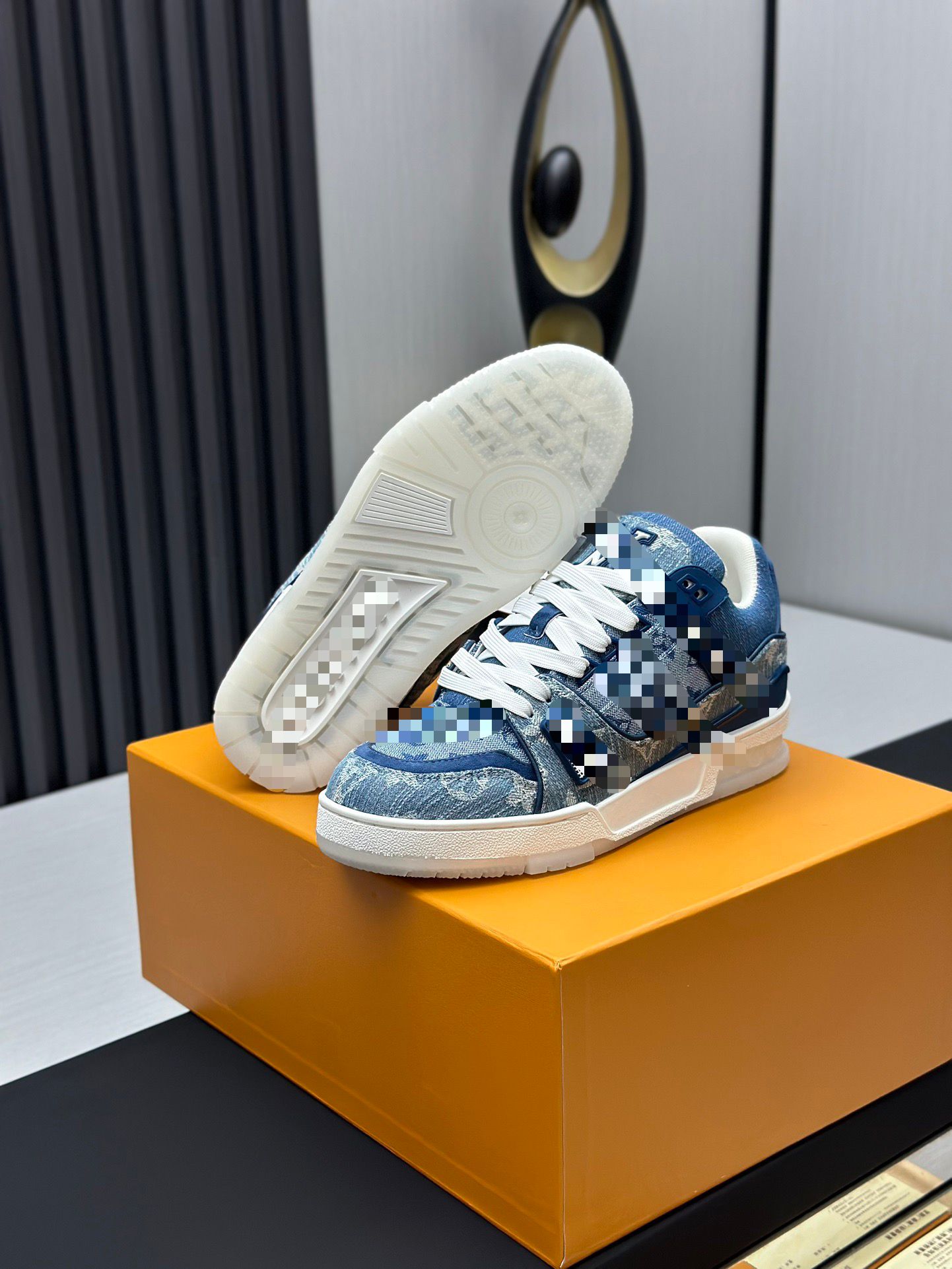 Blue Denim Trainer Sneaker – White Sole Edition