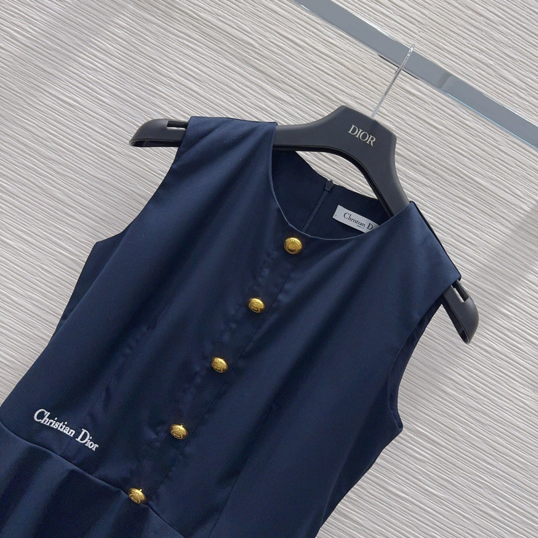 CD Embroidery Two-Piece Set – Navy Blue Wool-Silk Peplum Top & Tailored Shorts Co-Ord