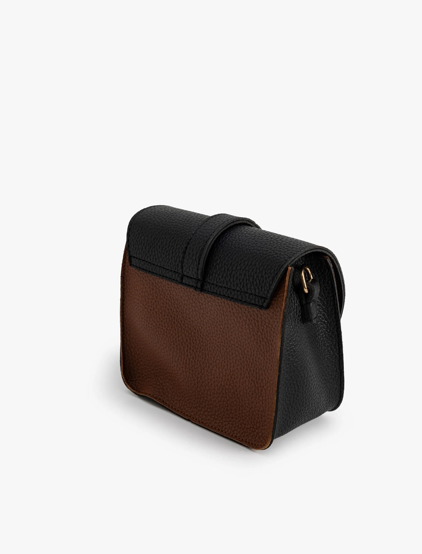 Color Block Faux Leather Brown Crossbody Bag