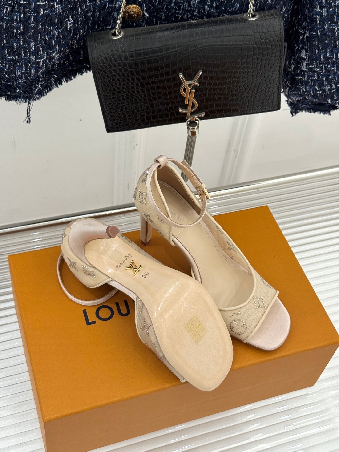 LV Gala Sandal – Rhinestone Monogram Mesh & Satin Evening Stiletto