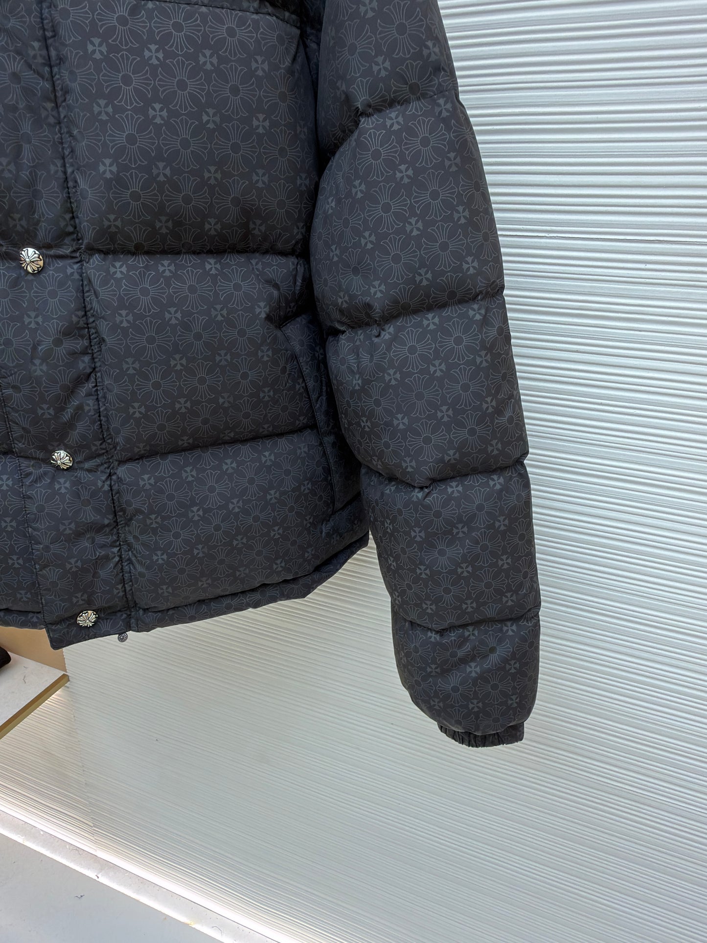 CH Tonal Cross Monogram Puffer Jacket with Silver Buttons