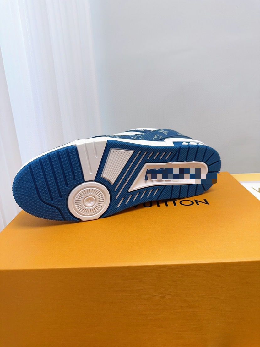 Blue Denim & White Leather Low Top Trainer Sneaker