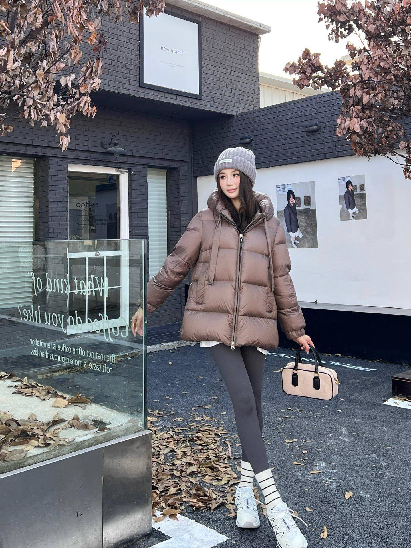 Caramel Brown Women's Hooded Puffer Coat
