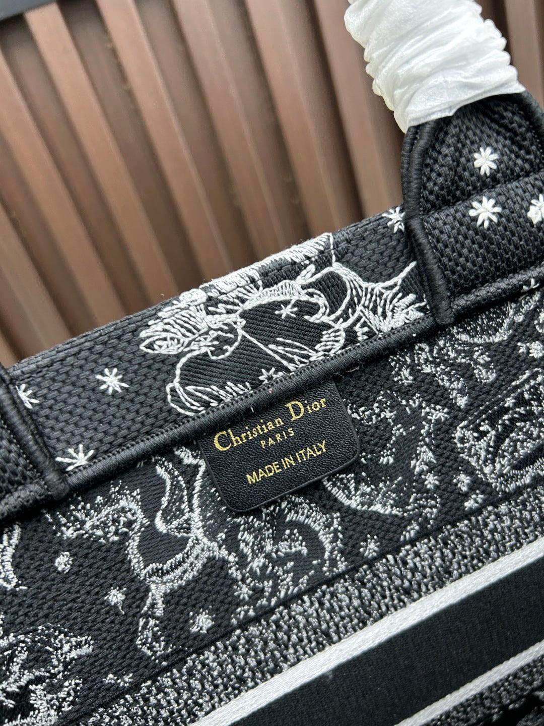 Christian Large Book Tote 42cm – 2025 Limited Edition Midnight Constellation (White & Gold Astral Embroidery)