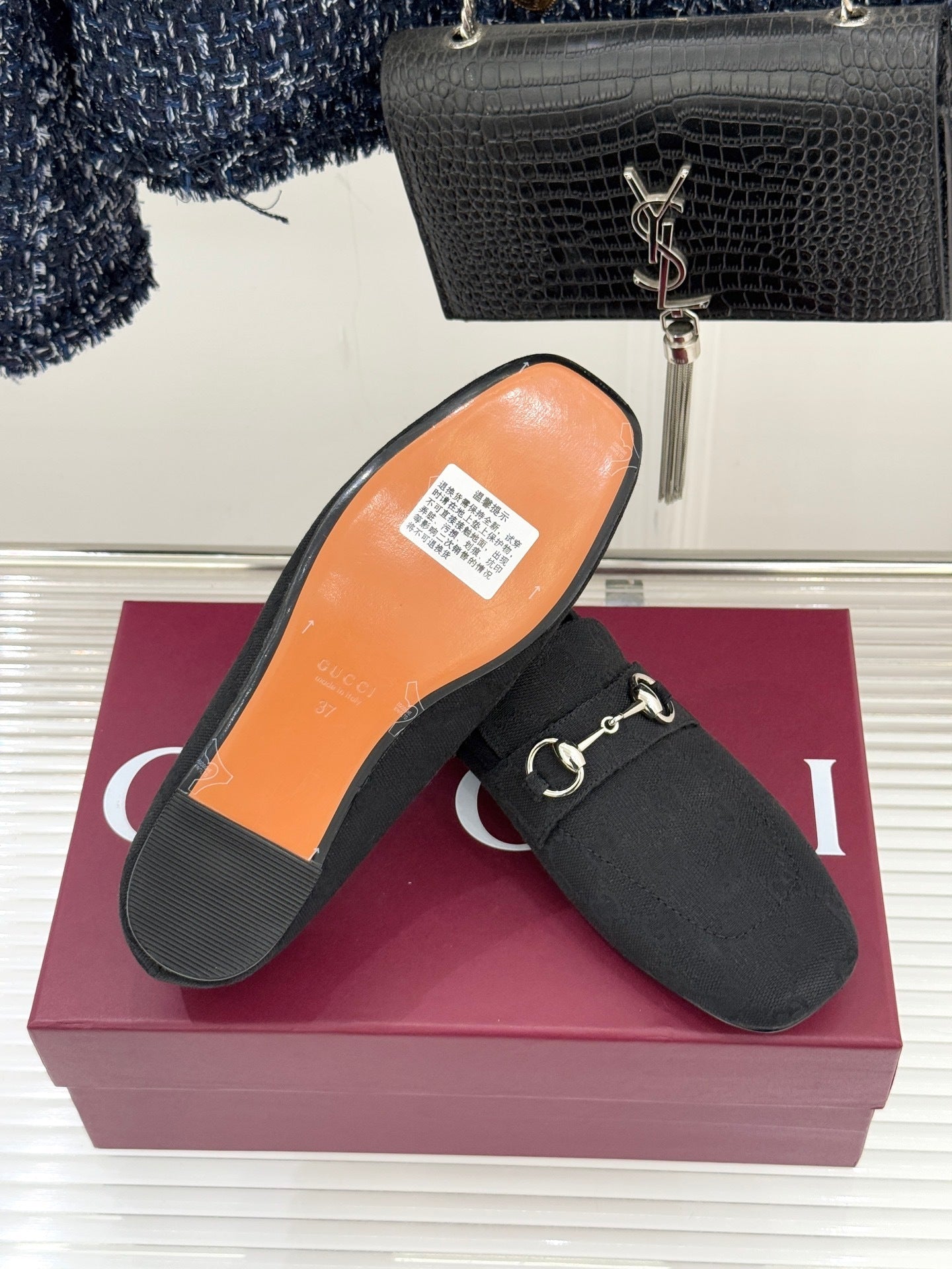 Horsebit Loafer – Tonal Blue & Black GG Canvas with Silver-Tone Hardware