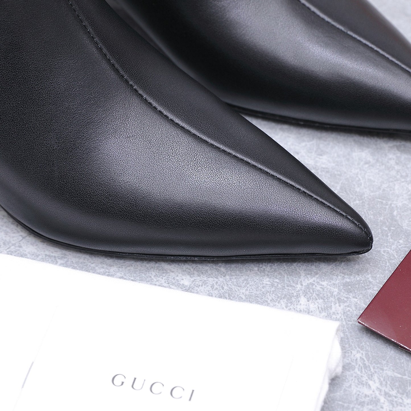 GG Smooth Leather Ankle Boots – Black Calfskin Pointed-Toe Ankle Boots