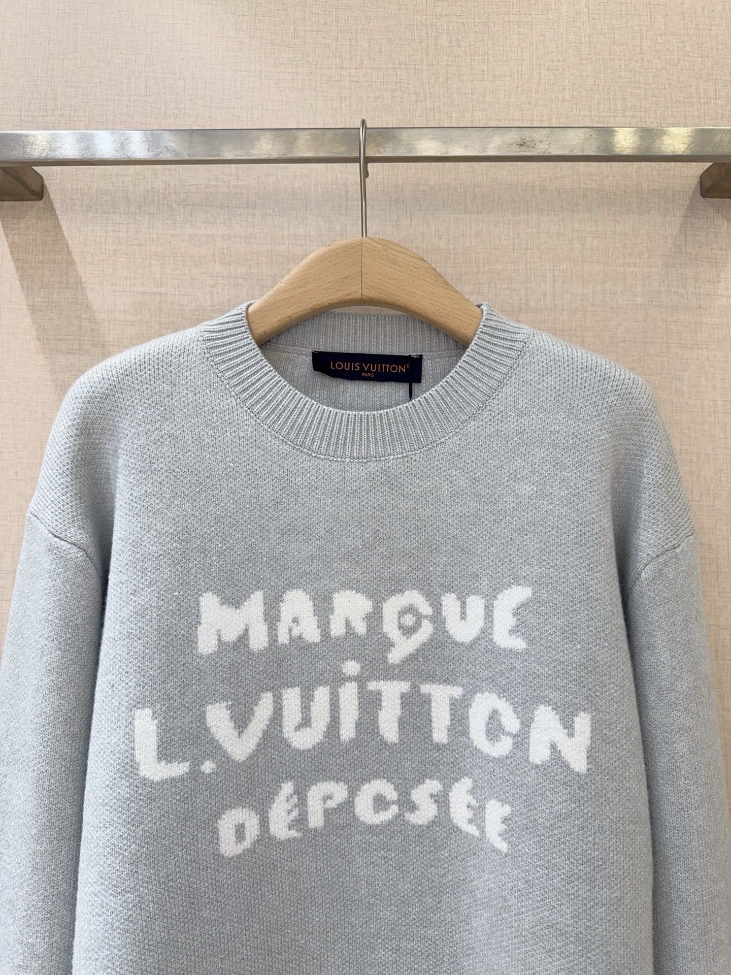 Embroidered Signature Sweatshirt – Blue 3D Marque Déposée Cotton Crewneck