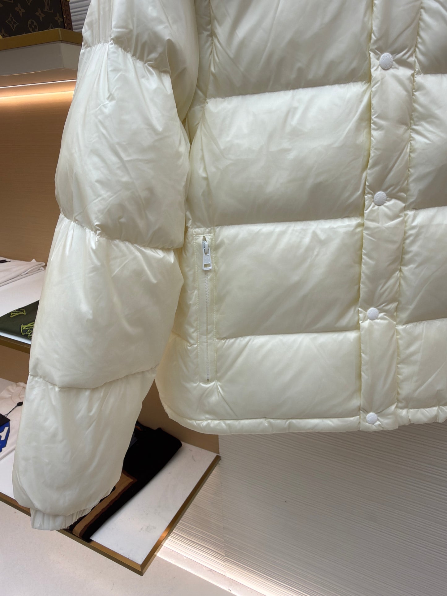 Monc Cyclone 2-in-1 Glossy Down Jacket and Vest in Cream