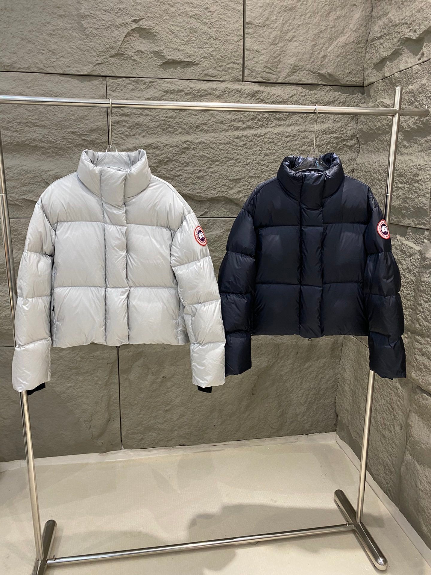 Luxe Metallic White Cropped Puffer Jacket for Women