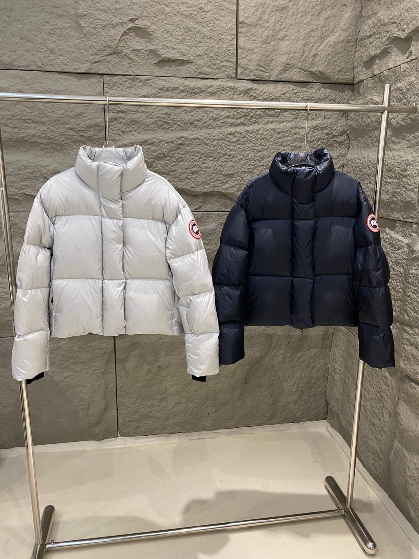 Luxe Metallic White Cropped Puffer Jacket for Women