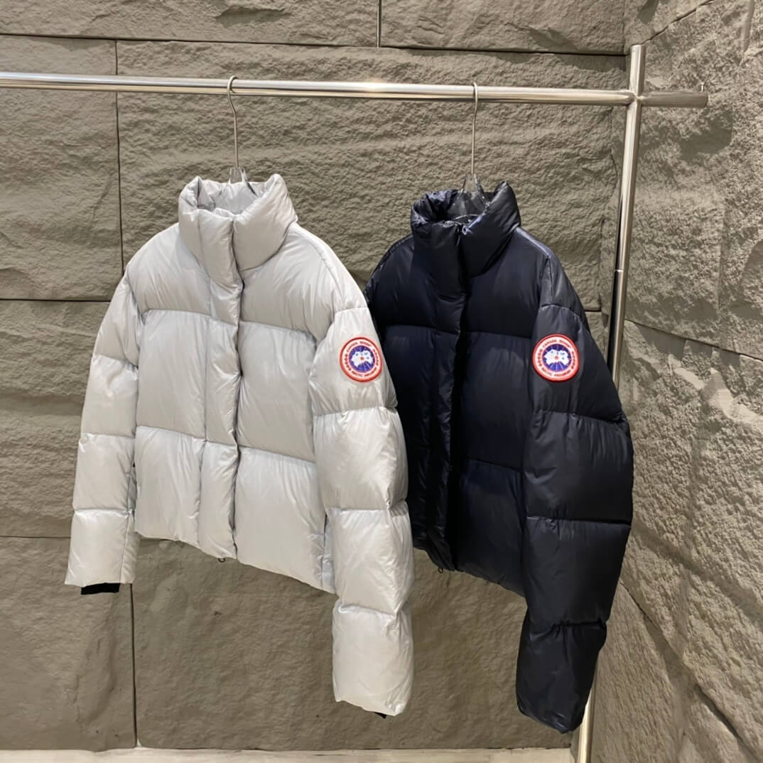 Luxe Metallic White Cropped Puffer Jacket for Women