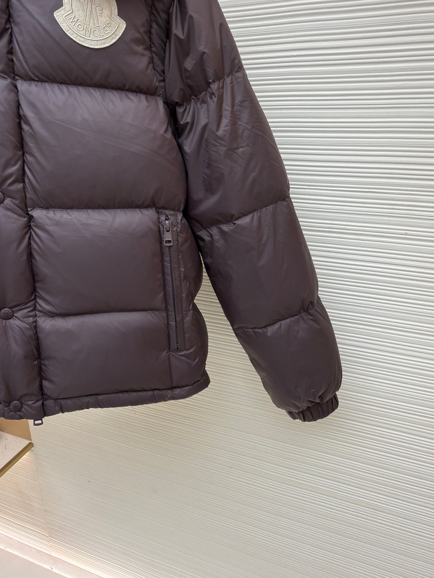 Monc Cyclone 2-in-1 Down Jacket and Vest in Brown with Blue Hood