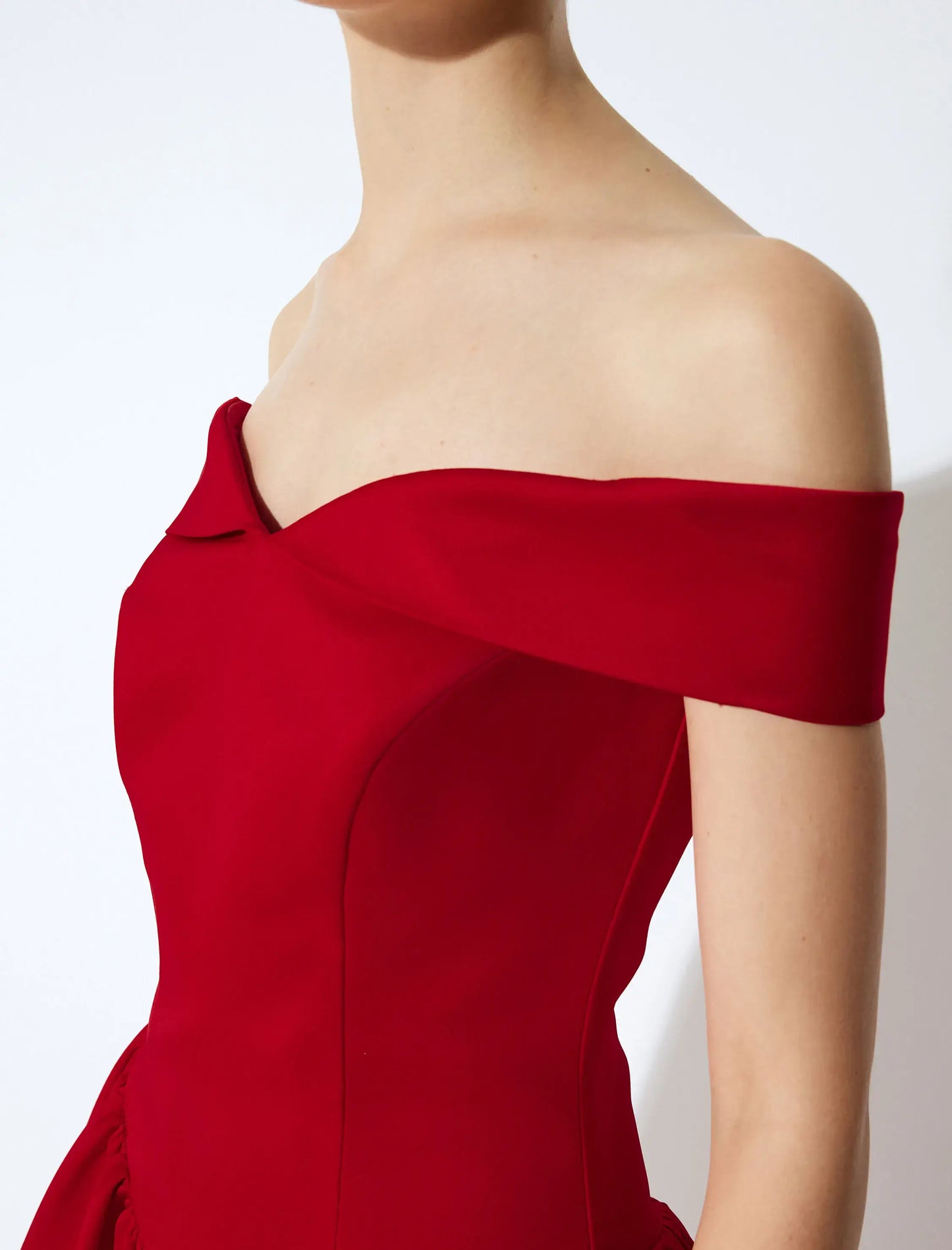 Romantic Satin Off-Shoulder Red Mini Dress