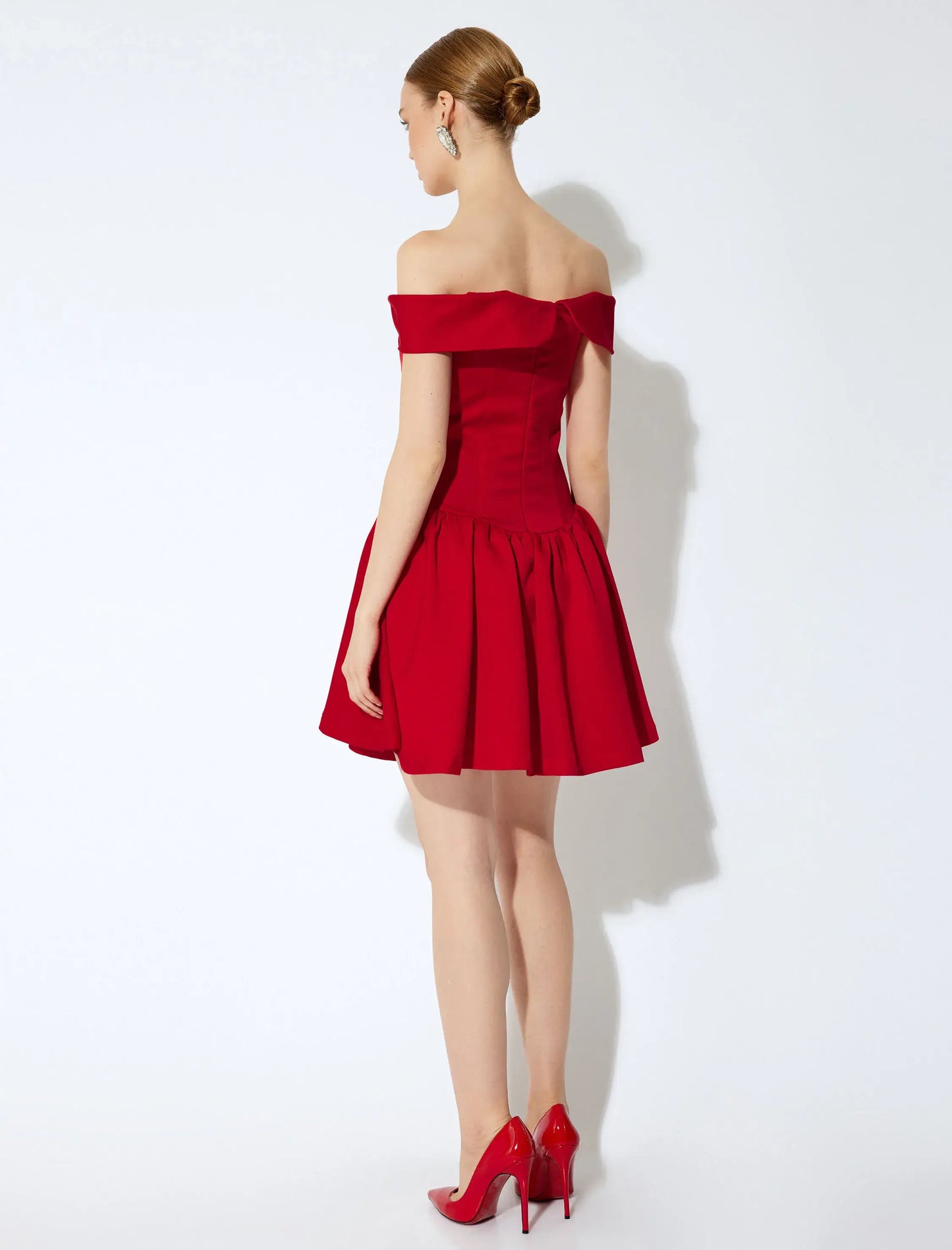 Romantic Satin Off-Shoulder Red Mini Dress