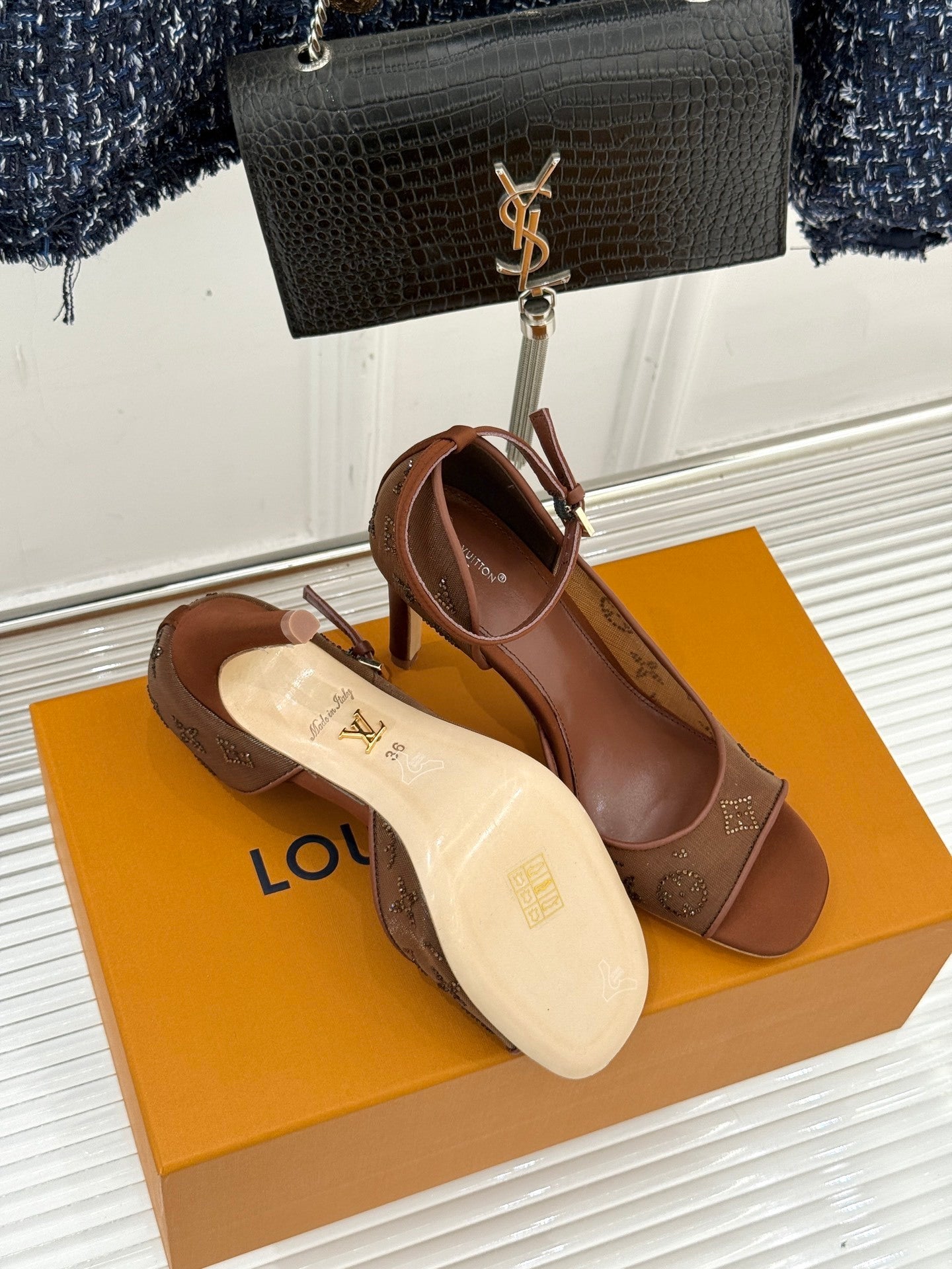 LV Gala Sandal – Rhinestone Monogram Mesh Stiletto Evening Heel