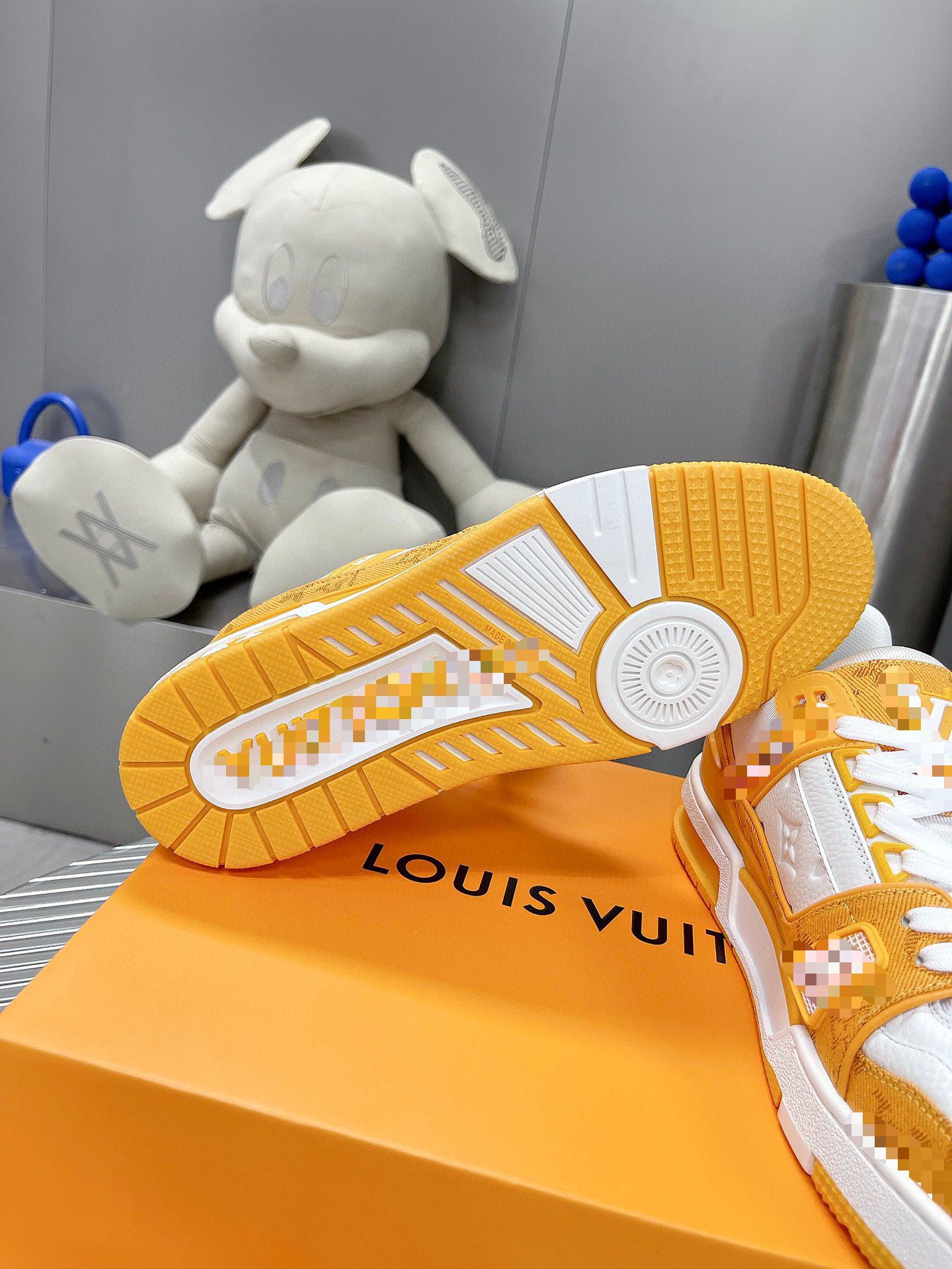 Orange & White Leather Low Top Trainer Sneaker