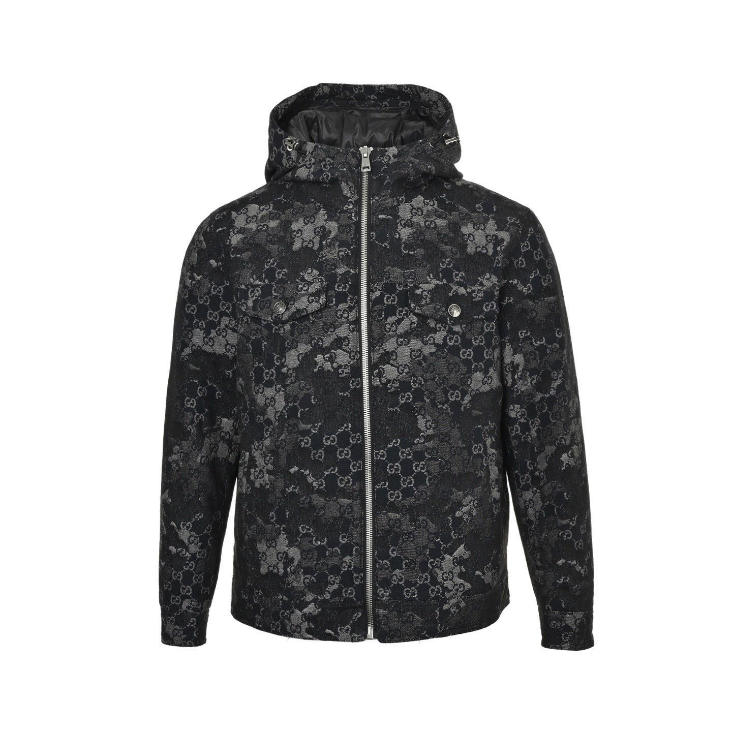 Reversible GG Ripstop Jacket – Black & Grey Monogram Technical Windbreaker