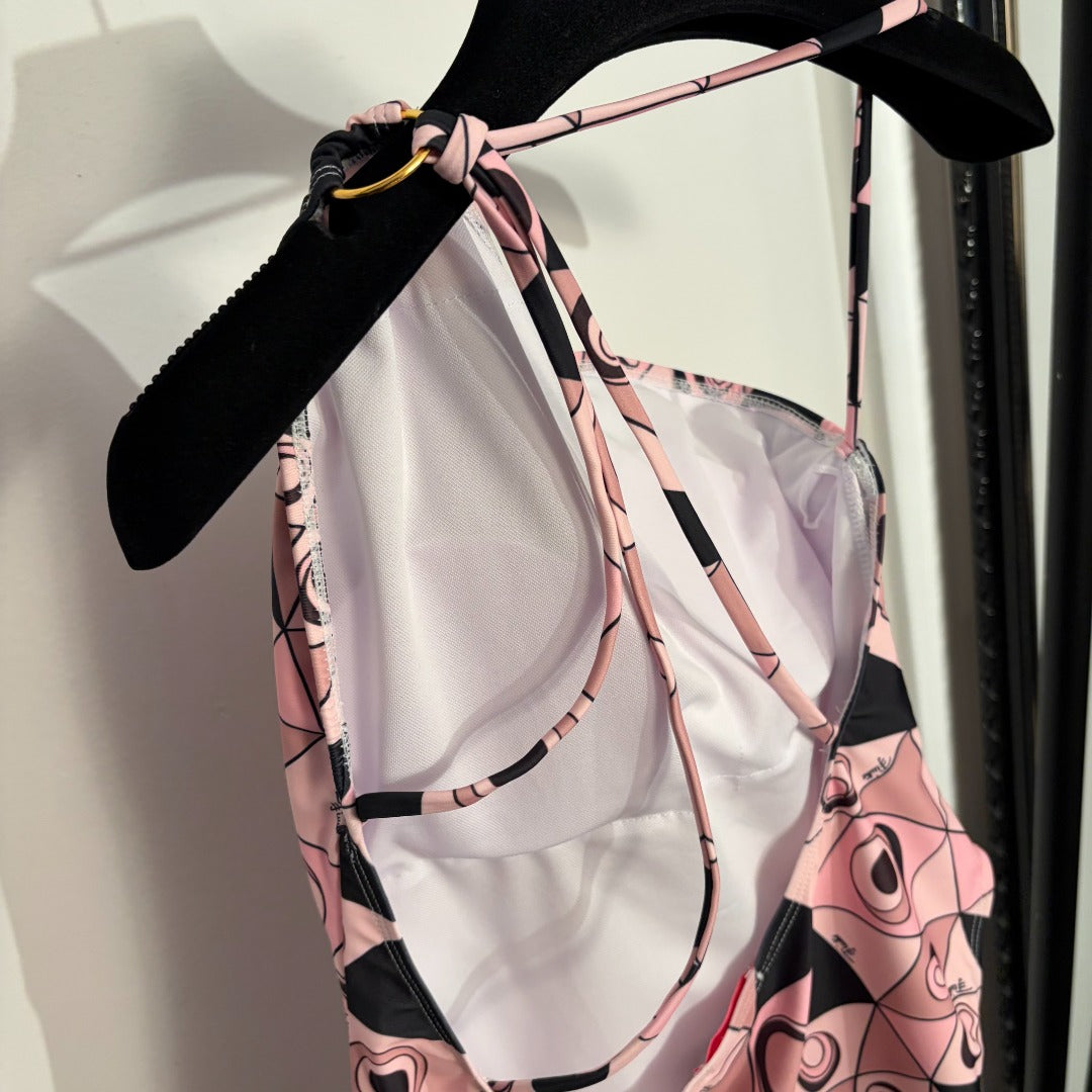 Pucci Iride-Print 3-Piece Archive Set – Asymmetrical Powder Rose Bikini and Silk Twill Sarong