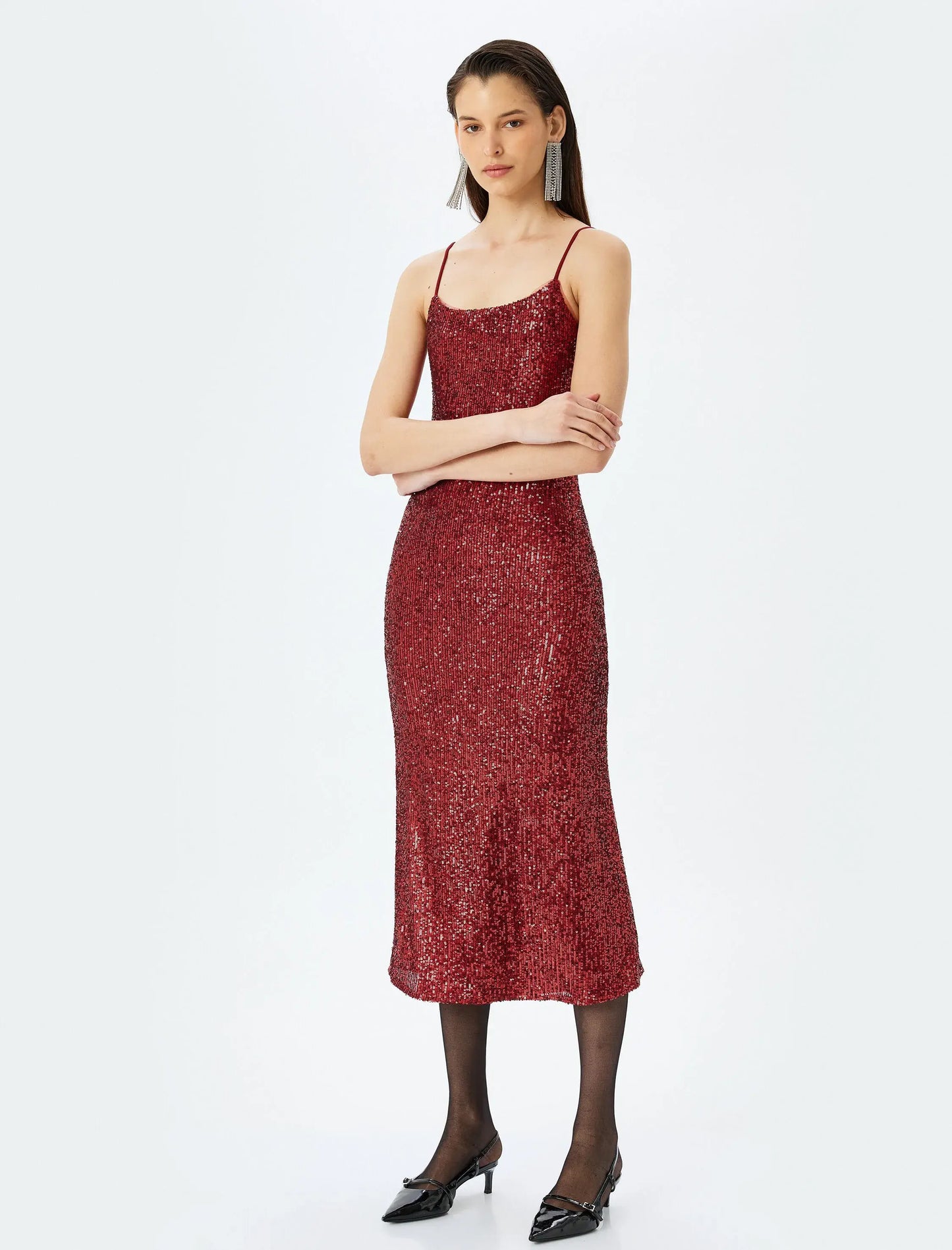 Sparkle and Shine Sequin Claret Red Maxi Dress
