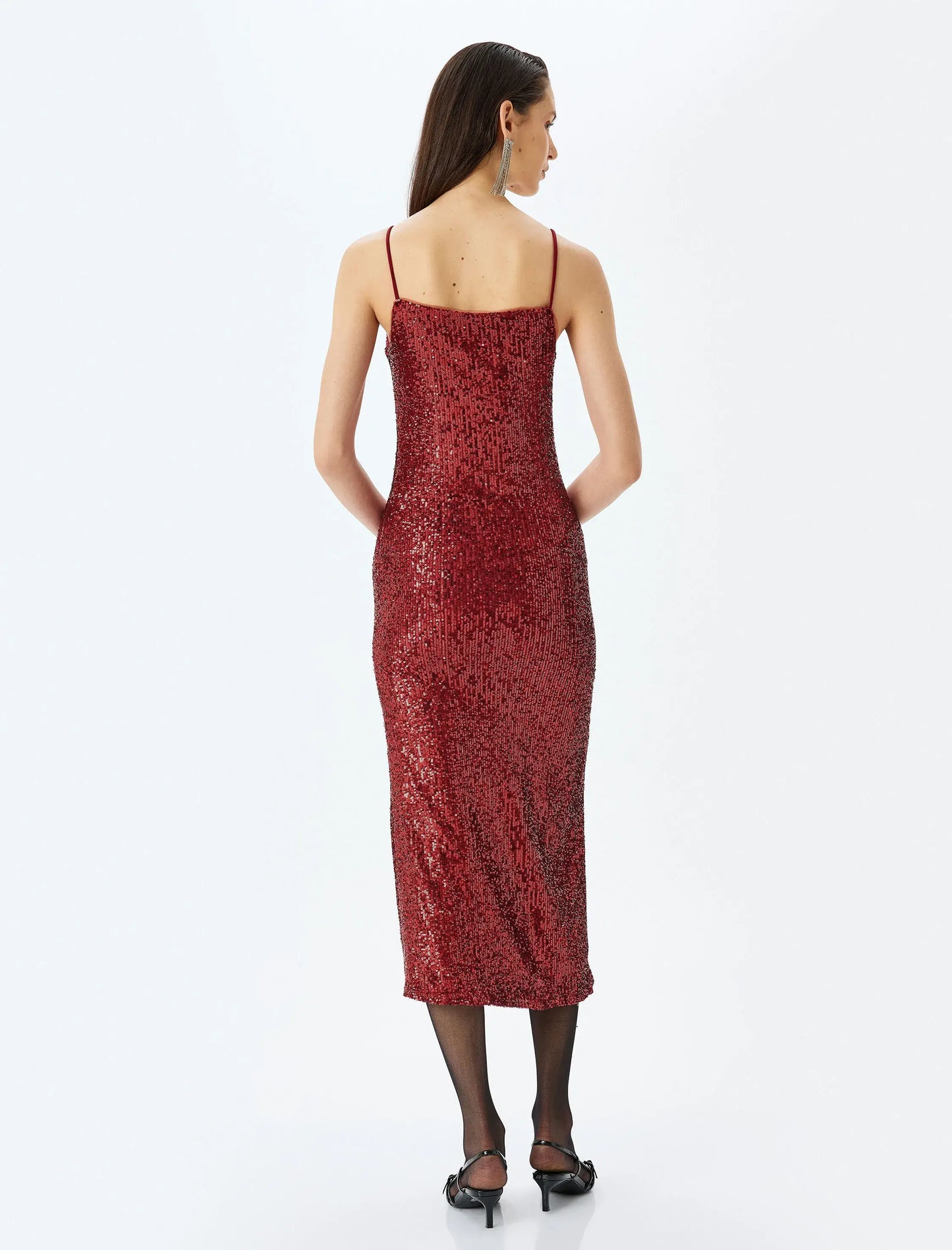 Sparkle and Shine Sequin Claret Red Maxi Dress