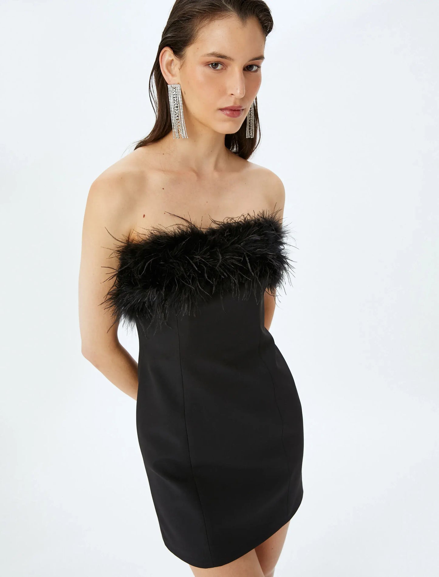 The Feathered Fantasy Black Mini Dress