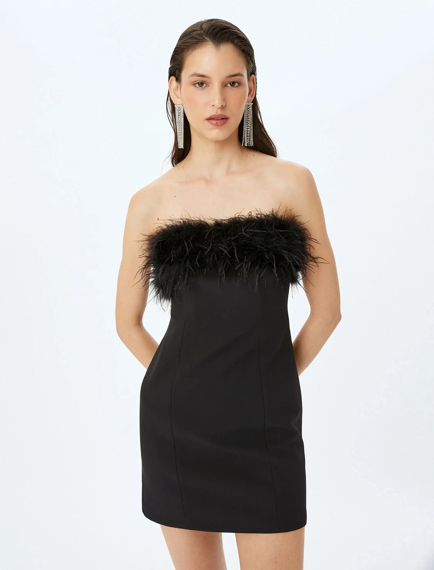 The Feathered Fantasy Black Mini Dress