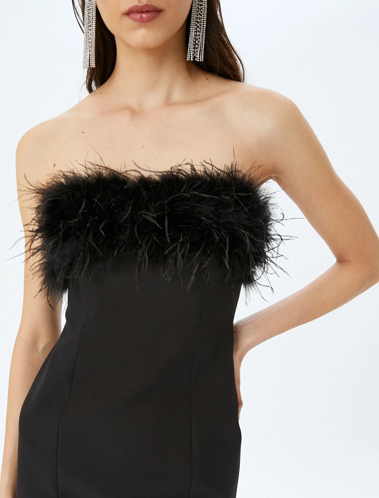 The Feathered Fantasy Black Mini Dress