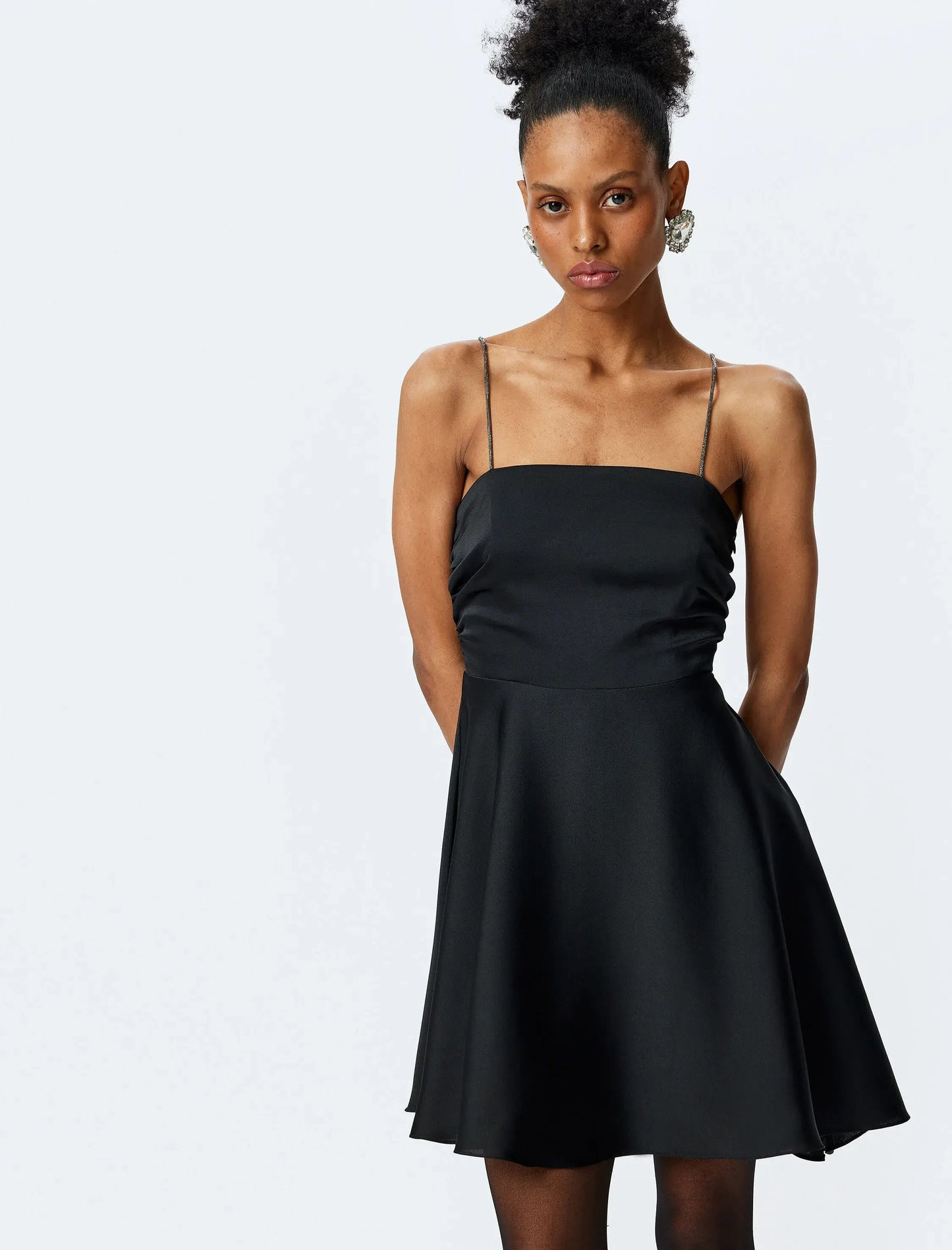 The Glamorous Satin Black Slip Dress
