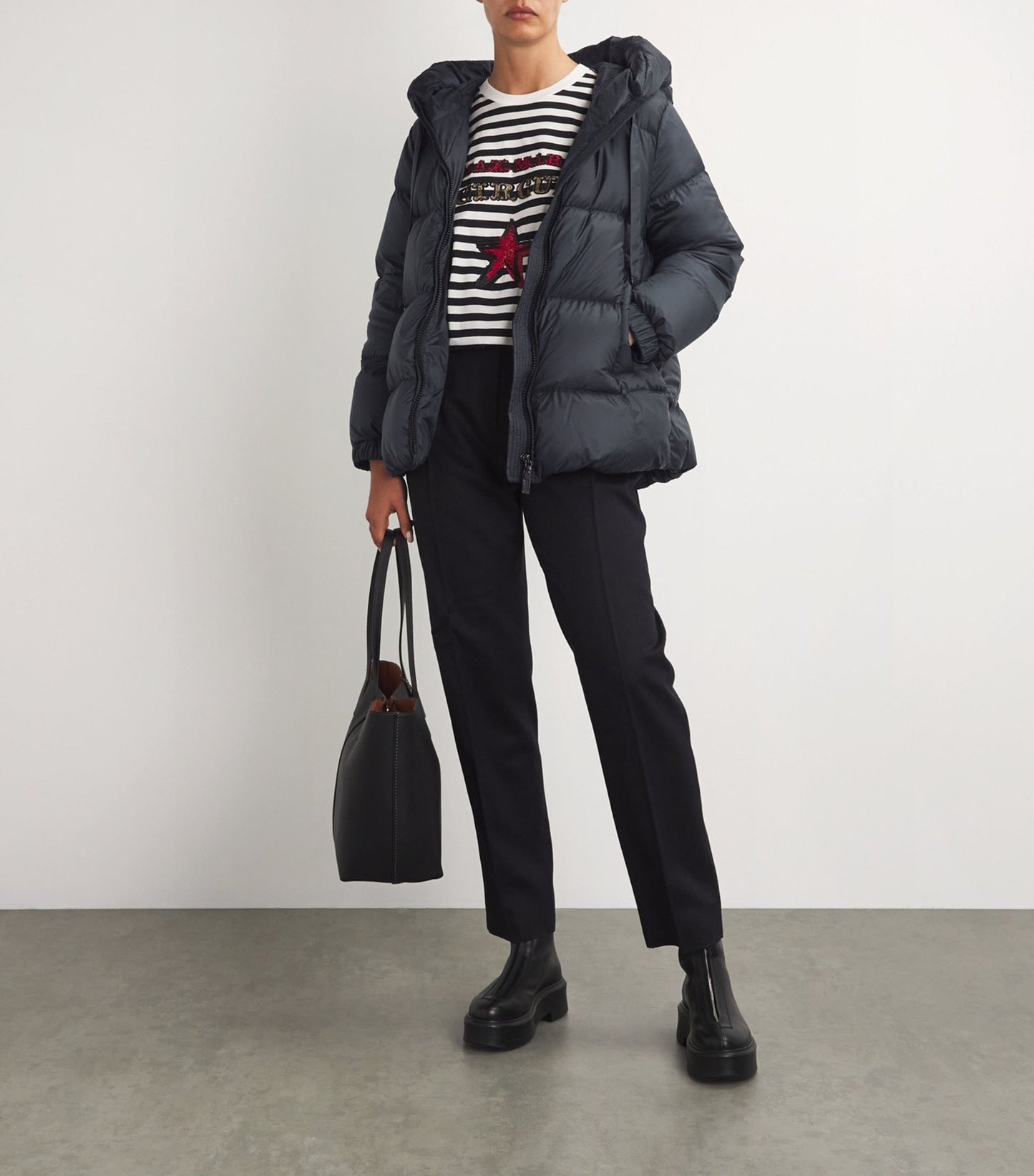Enfant "Maya" Urban Black Puffer Jacket with Hood
