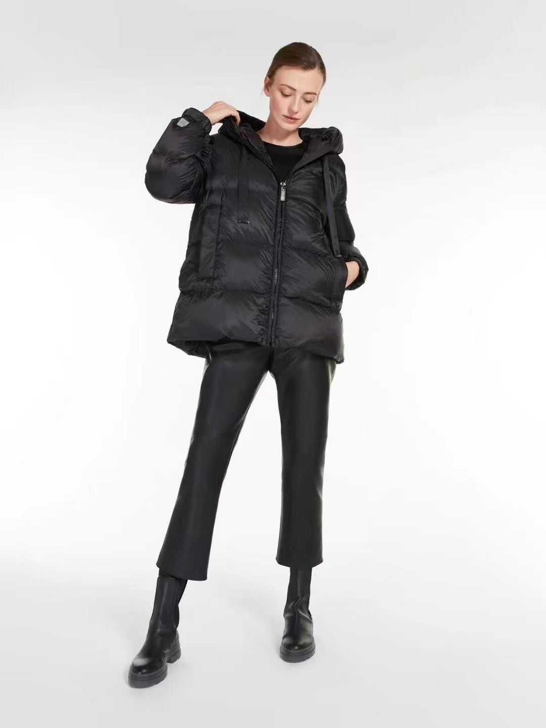 Enfant "Maya" Urban Black Puffer Jacket with Hood