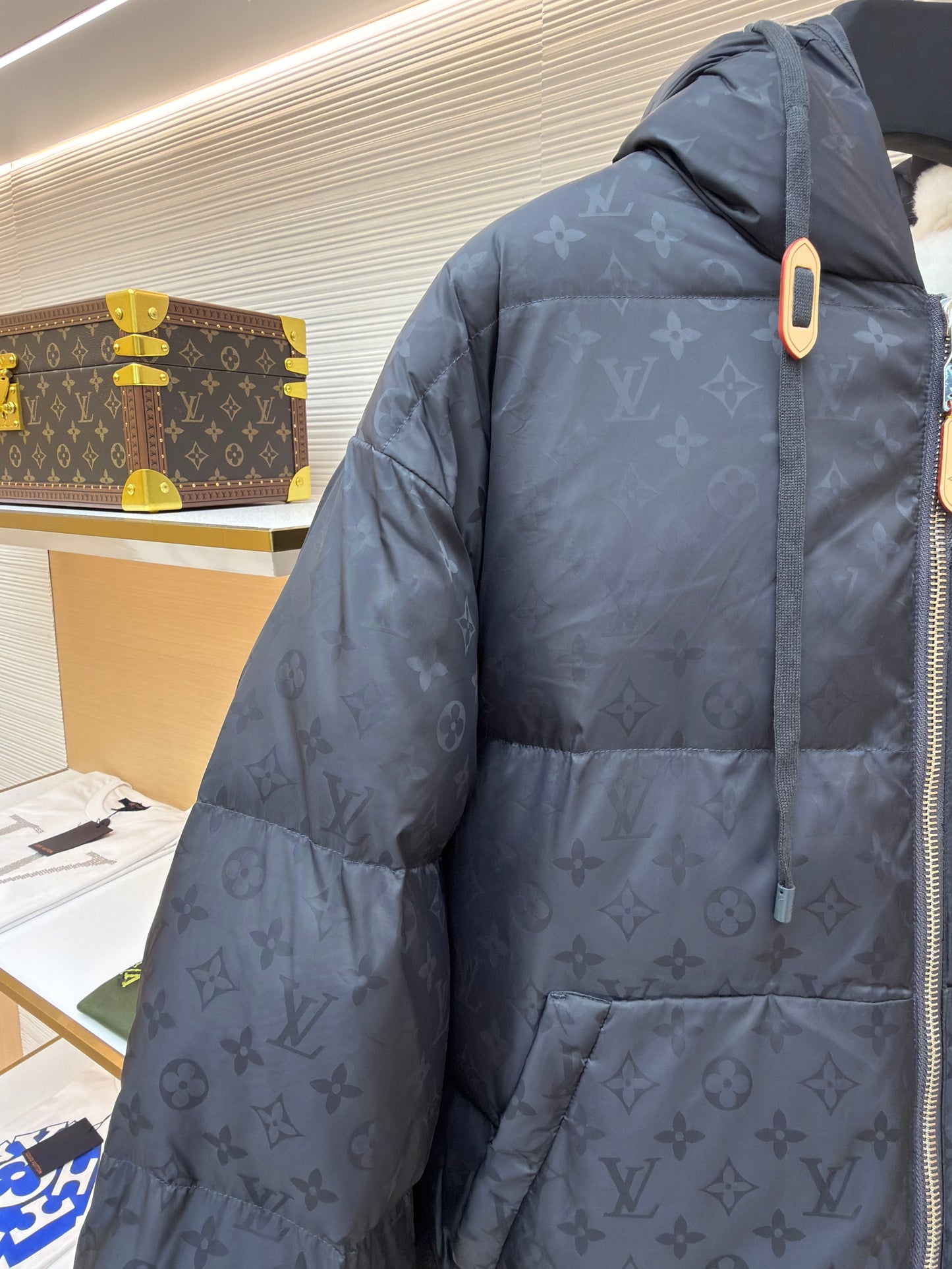 Tonal Monogram Hooded Down Puffer Jacket