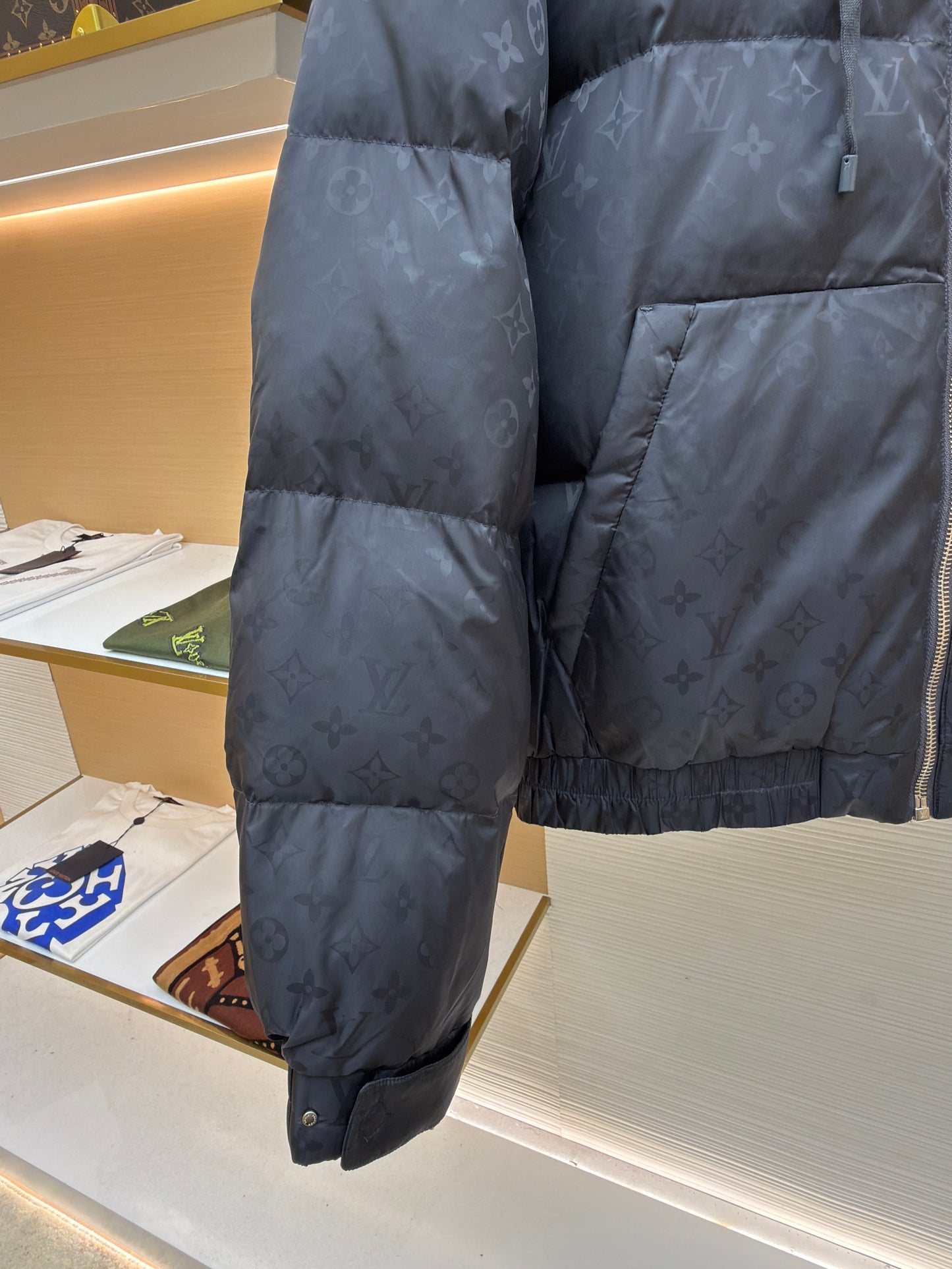 Tonal Monogram Hooded Down Puffer Jacket