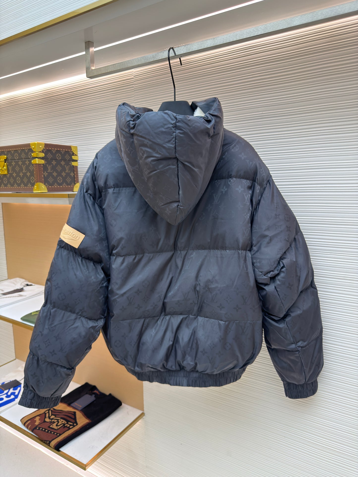 Tonal Monogram Hooded Down Puffer Jacket