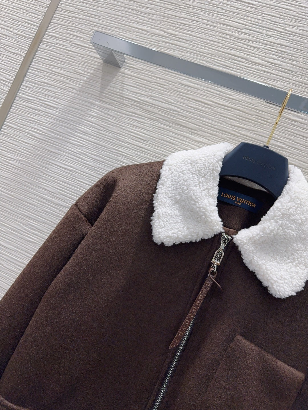 Wool-Blend Workwear L V Blouson – Tobacco Brown with Shearling Collar