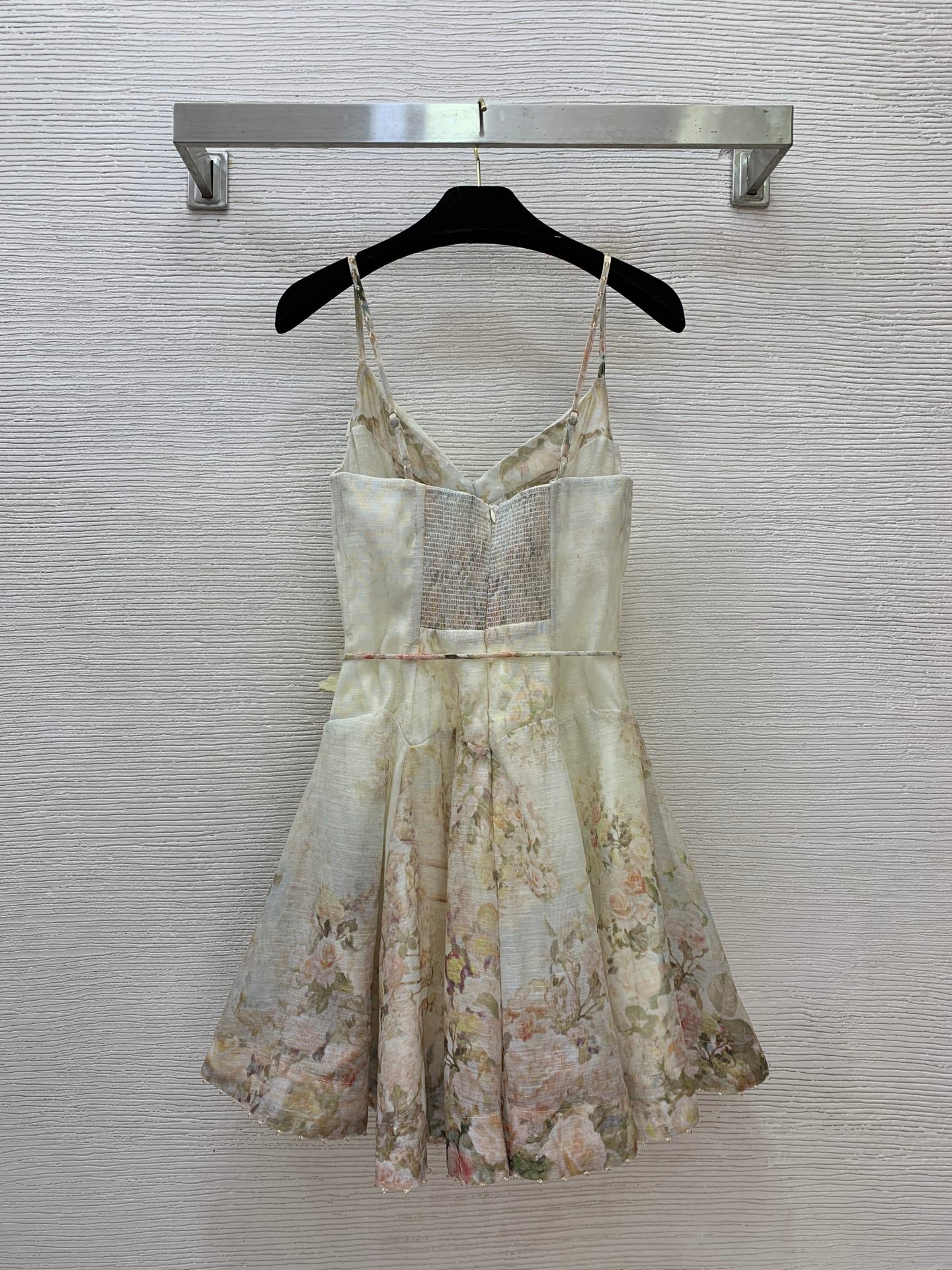 Draped Mini Dress – Vintage Cream and Butter-Yellow Linen-Silk Gown