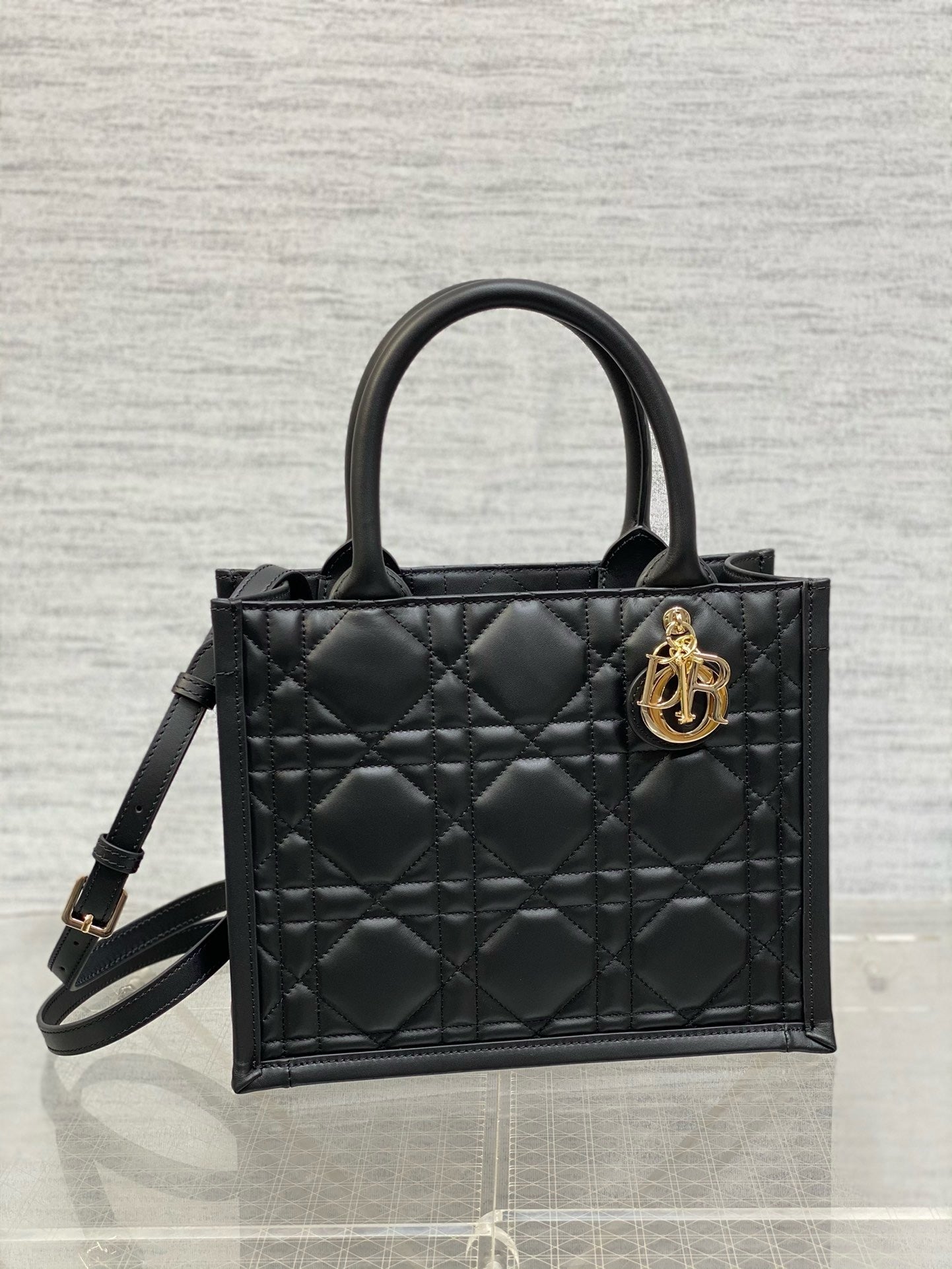 CD Micro Bag – Midnight Black Cannage Quilted Lambskin Leather Elongated East-West Clutch