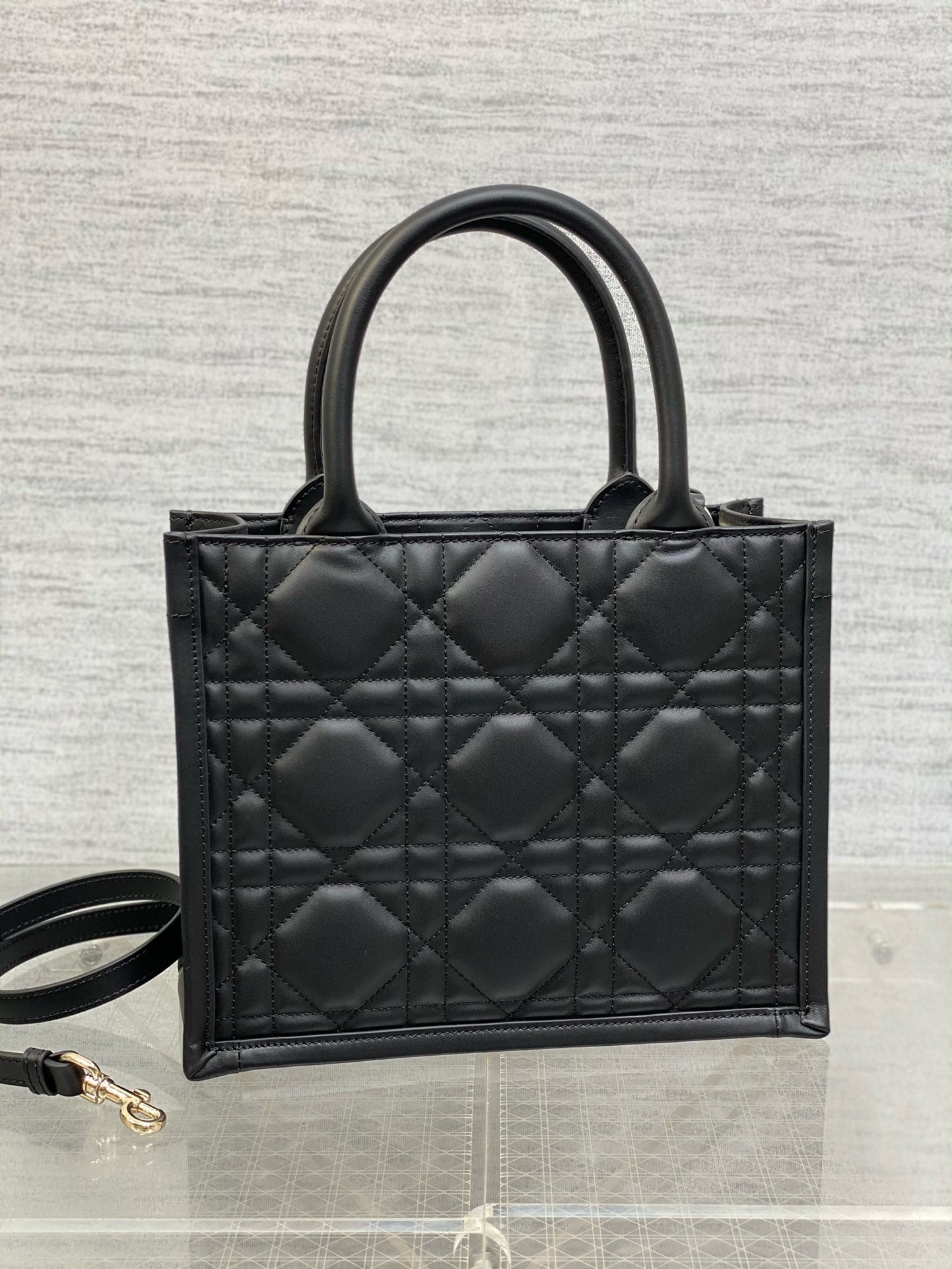 CD Micro Bag – Midnight Black Cannage Quilted Lambskin Leather Elongated East-West Clutch