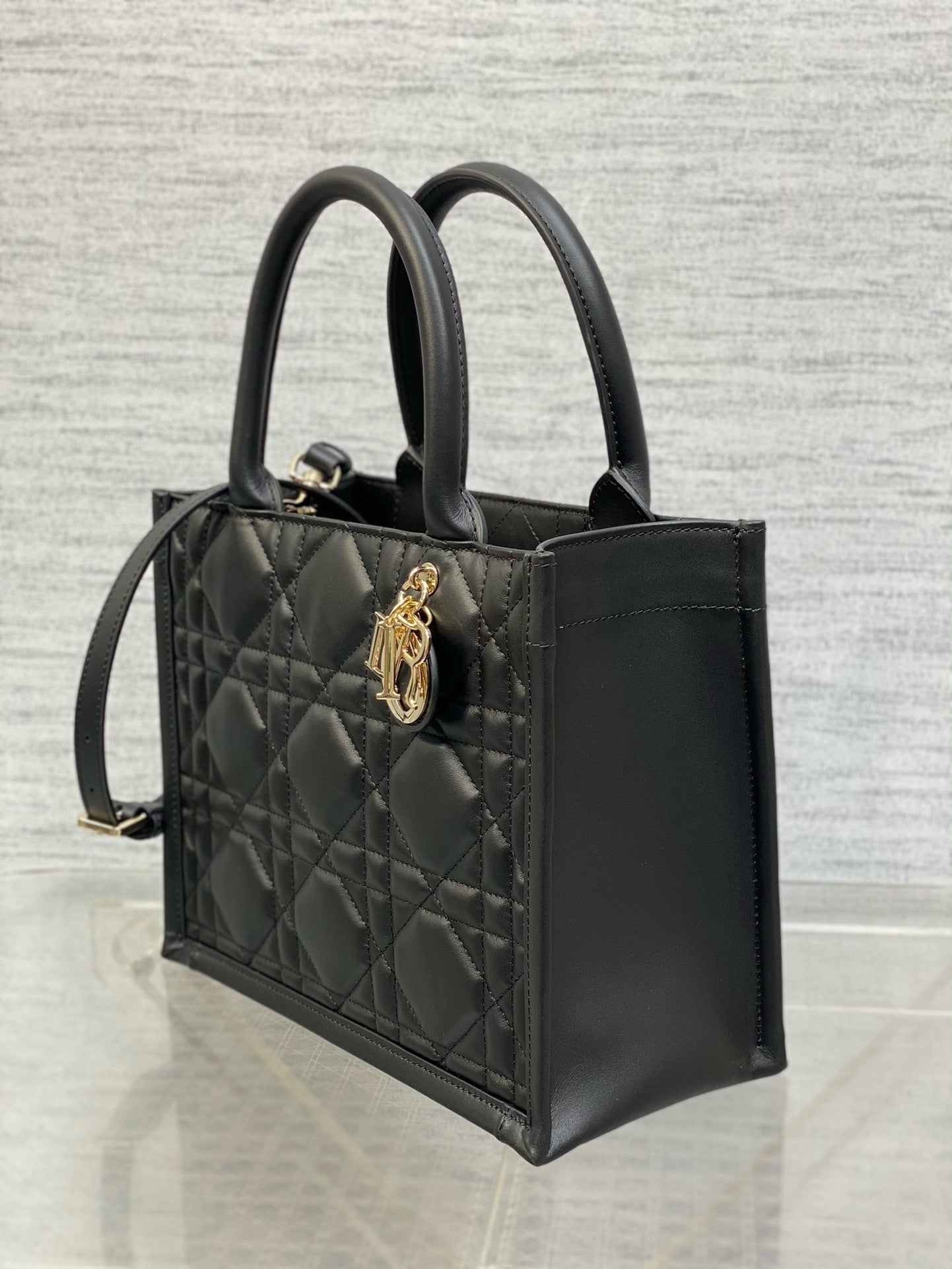 CD Micro Bag – Midnight Black Cannage Quilted Lambskin Leather Elongated East-West Clutch