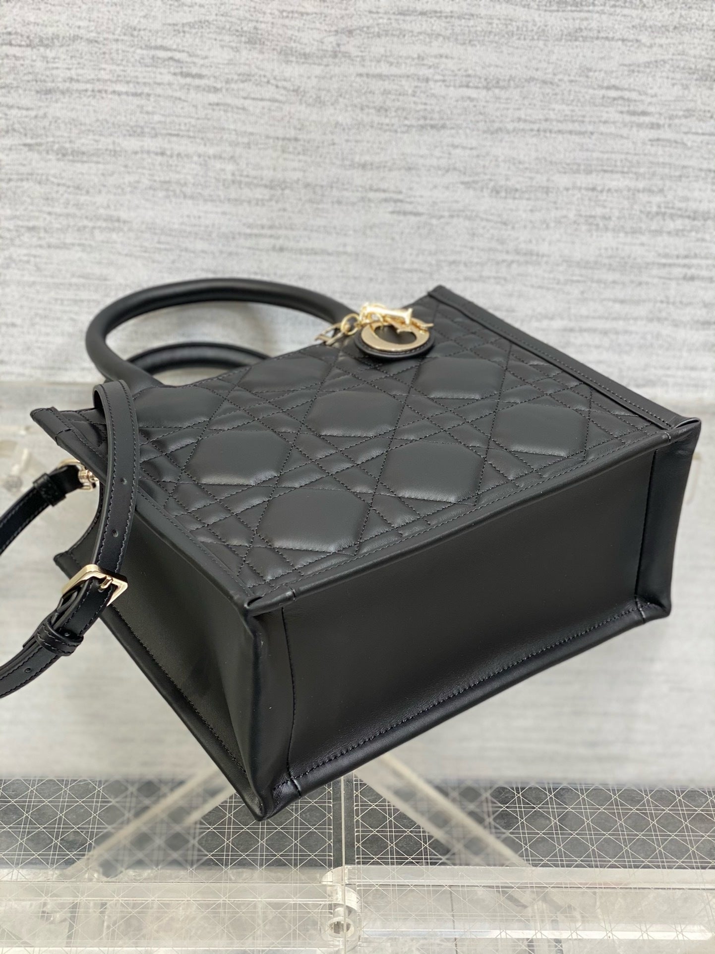 CD Micro Bag – Midnight Black Cannage Quilted Lambskin Leather Elongated East-West Clutch