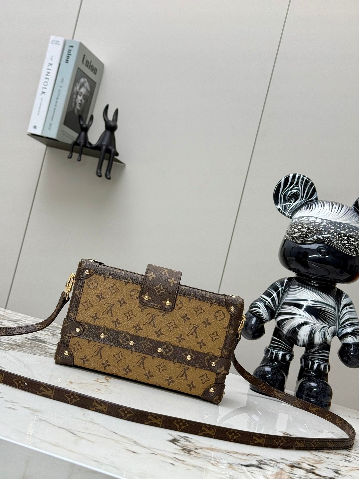 Petite Malle Monogram Canvas – Black Leather Trim with Gilded Hardware