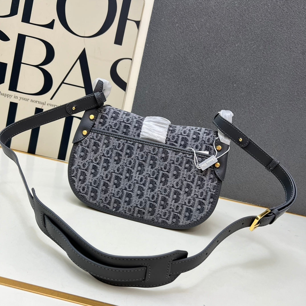 Christian 30 Montaigne Bag 25cm – Blue Oblique Jacquard with Antique Gold CD Clasp (2025 Model)