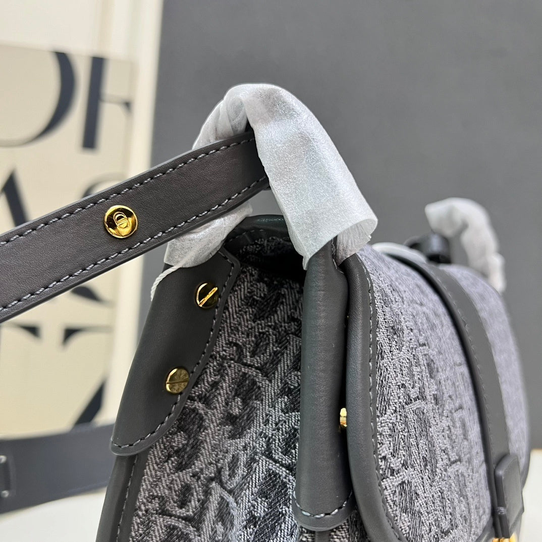 Christian 30 Montaigne Bag 25cm – Blue Oblique Jacquard with Antique Gold CD Clasp (2025 Model)