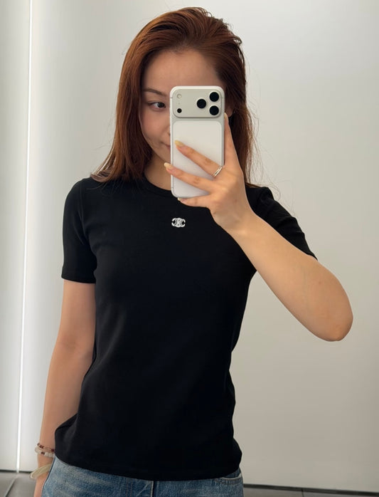 Embroidered T-Shirt – Premium High-Gauge Combed Cotton Jersey Classic Crewneck Tee