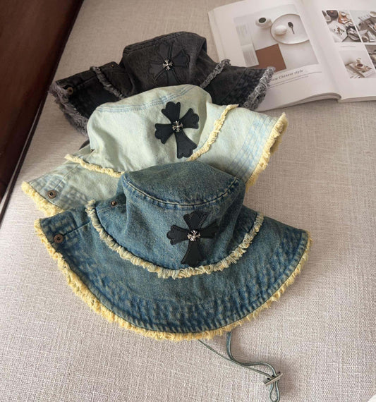 Chrome Hearts Cemetery Cross Bucket Hat –.925 Sterling Silver