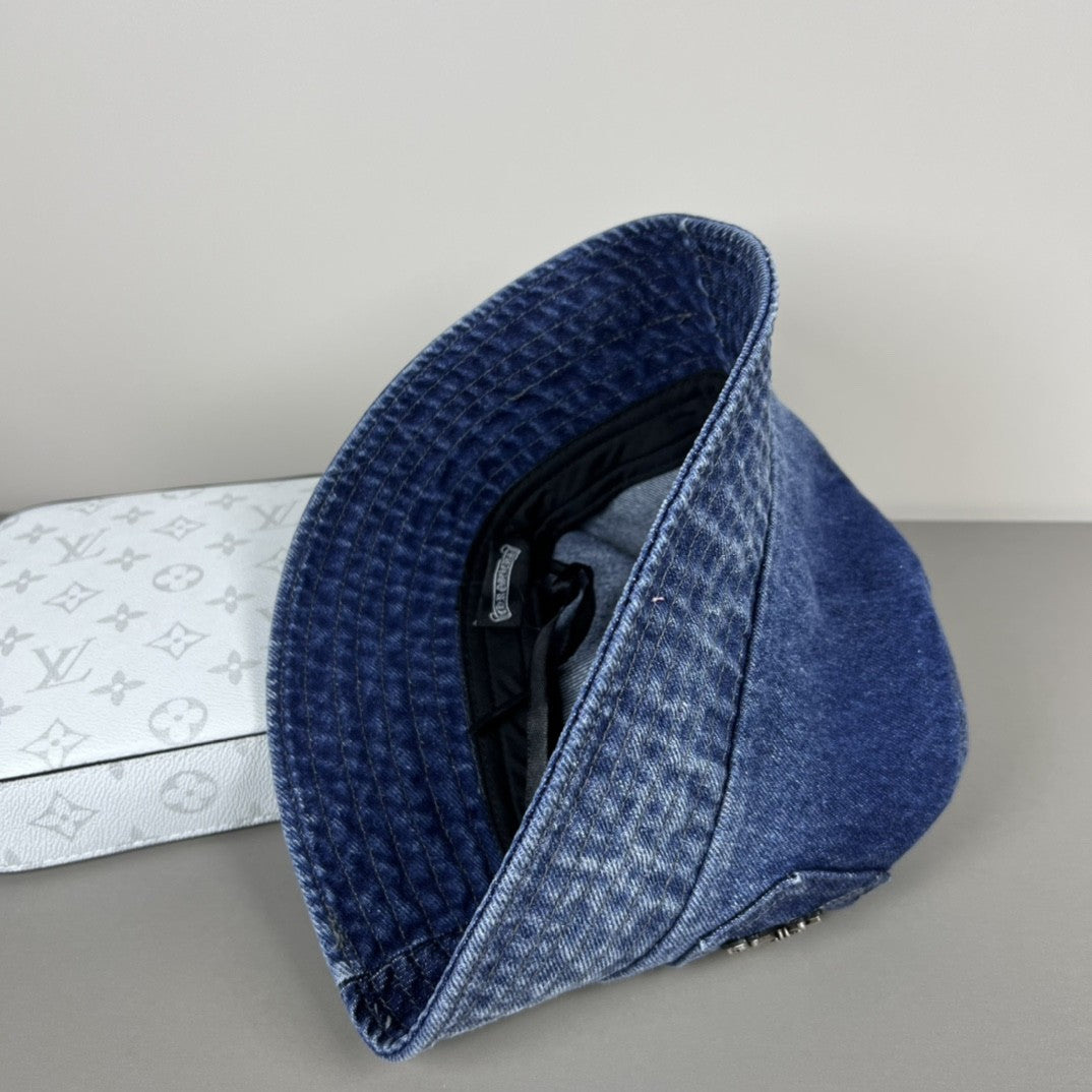 Chrome Hearts Denim Cross Patch Bucket Hat – Sterling Silver Hardware