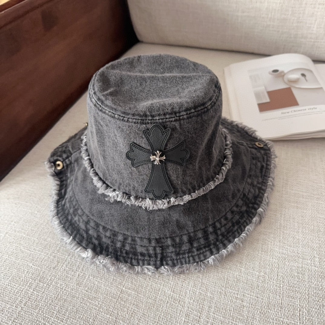 Chrome Hearts Cemetery Cross Bucket Hat –.925 Sterling Silver
