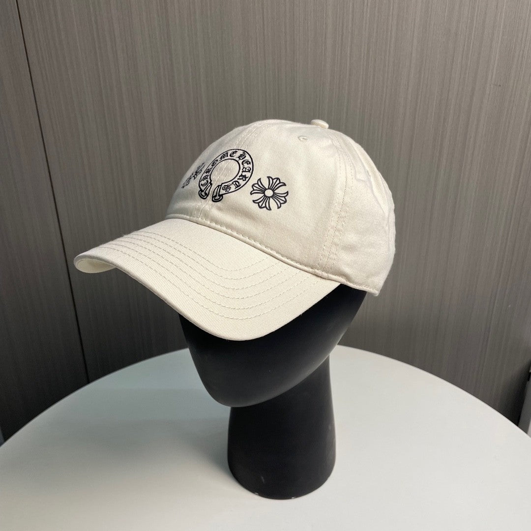 Chrome Hearts Horseshoe Plus Baseball Cap – Milky Alabaster White Cotton Canvas