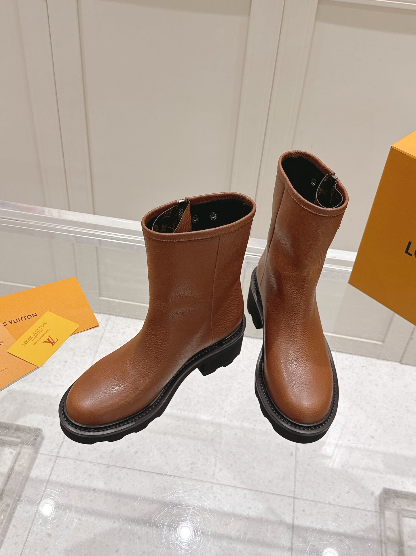 LV Beaubourg Ankle Boots – Tan Brown Pebble-Grained Goatskin Combat Boots